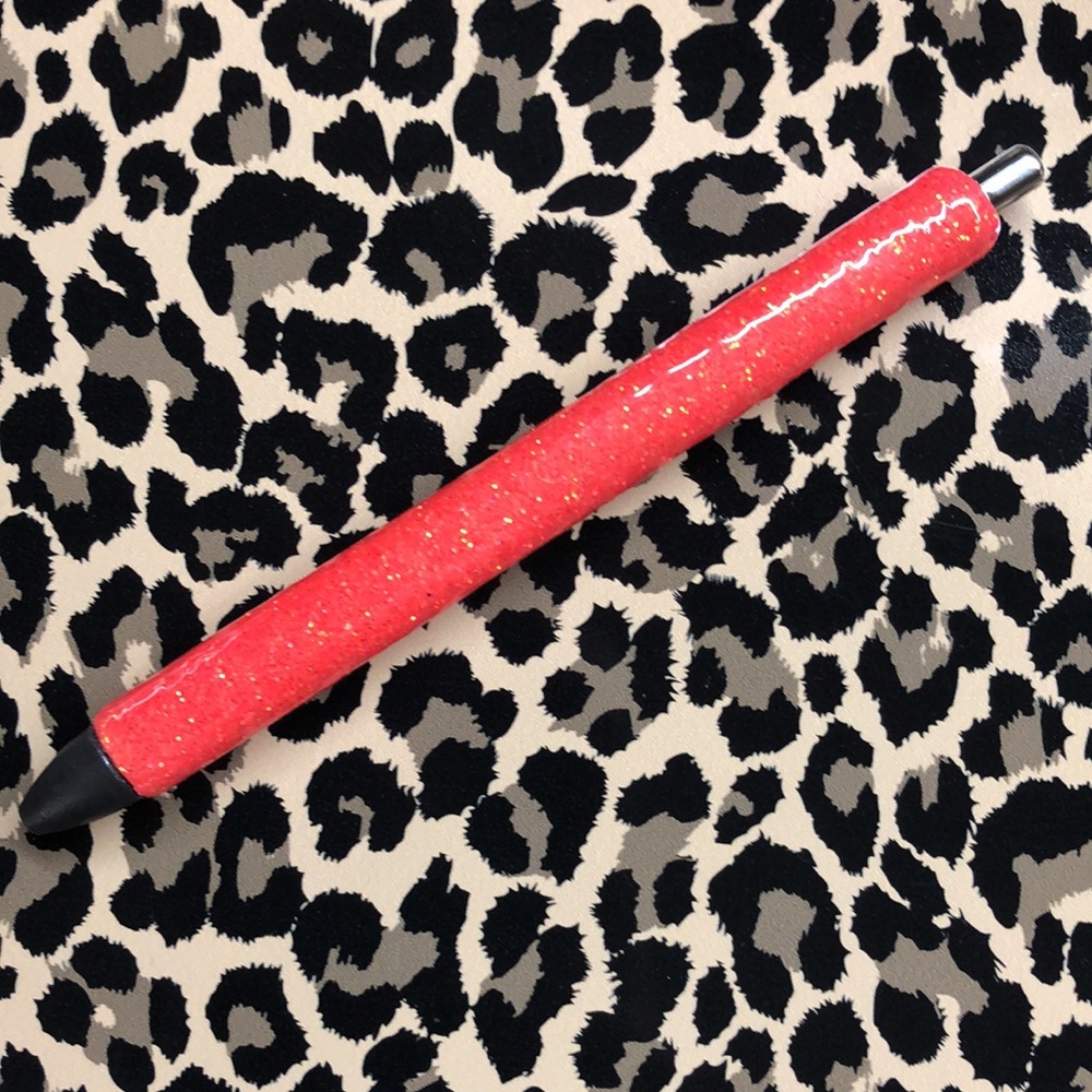 Coral Pink Glitter Epoxy “Opps” Pen [Price Firm]